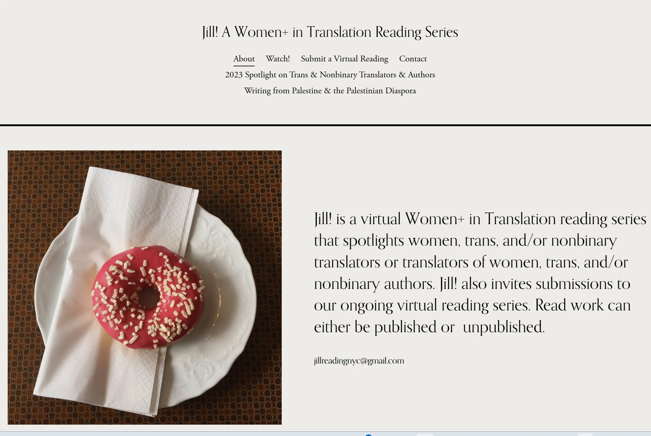 Reading of The Tree and the Vine for Jill! A Women+ in Translation Reading Series